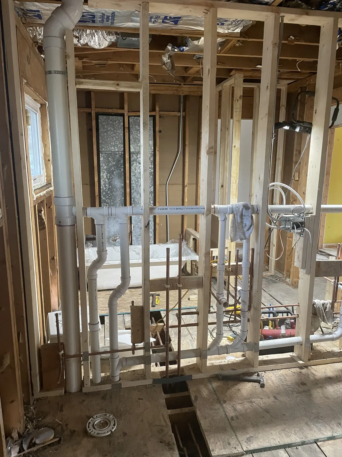 Bathroom remodel plumbing rough-in by Power Plumbing