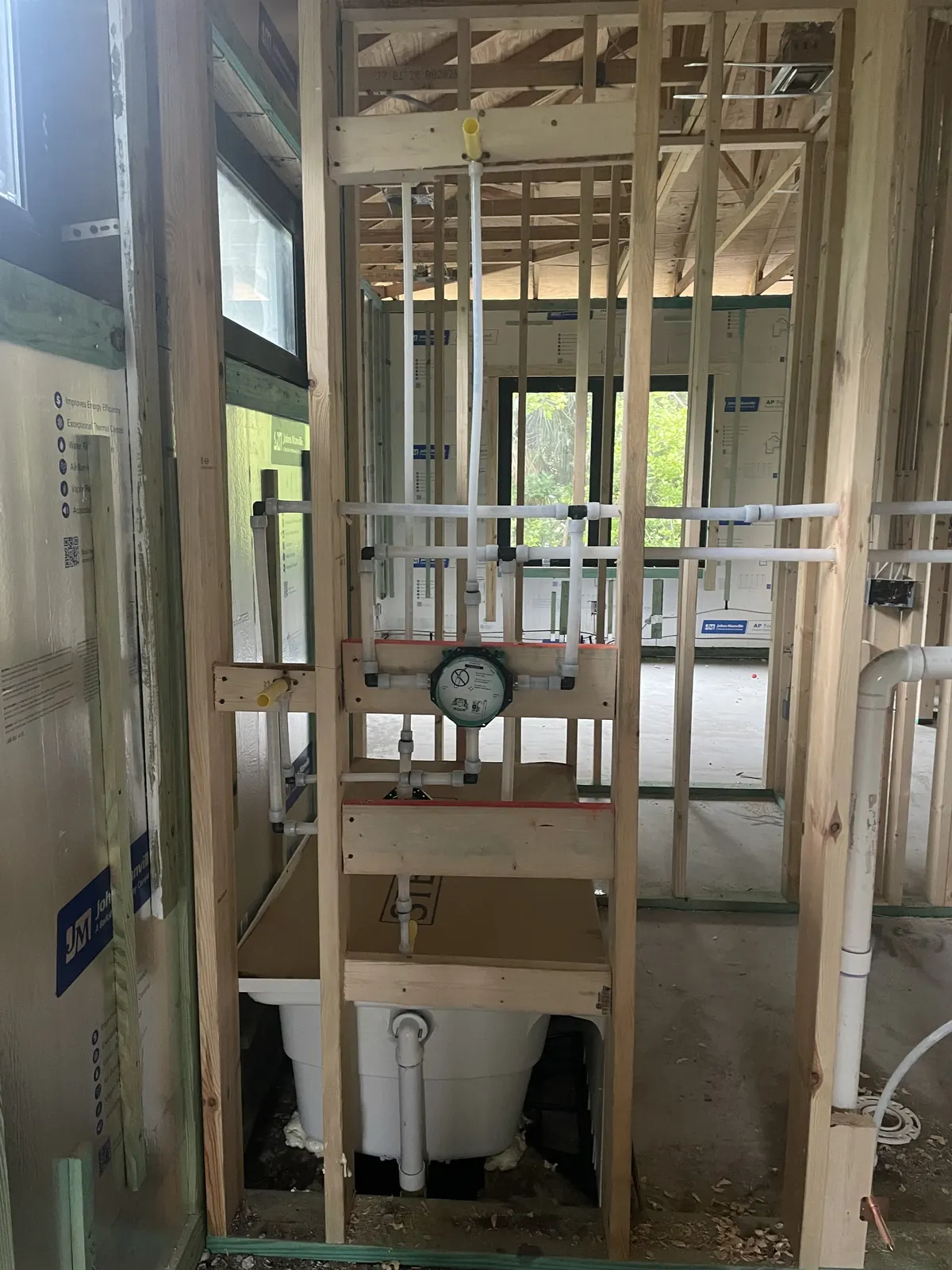 Bathtub and shower valve rough-in by Power Plumbing