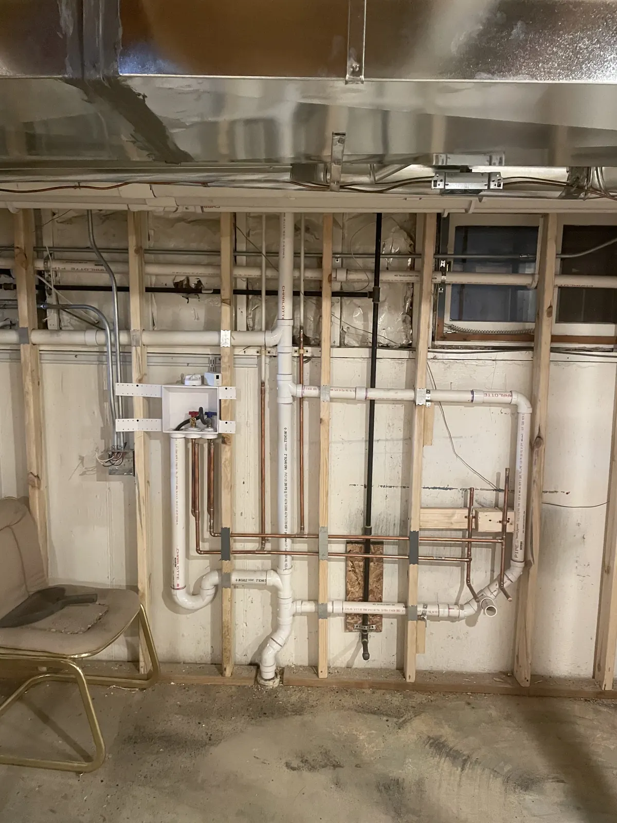 Mechanical room supply piping and valves installed by Power Plumbing