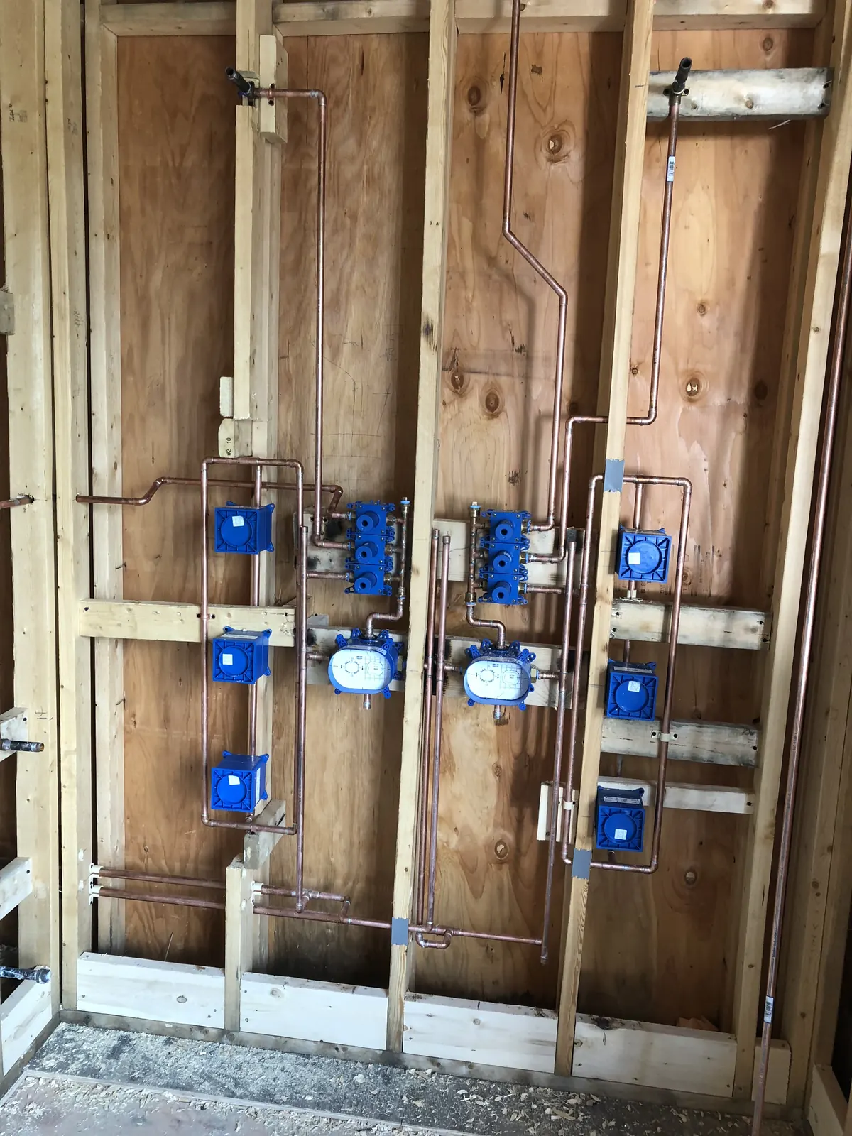 Water distribution manifold system installed in custom home by Power Plumbing