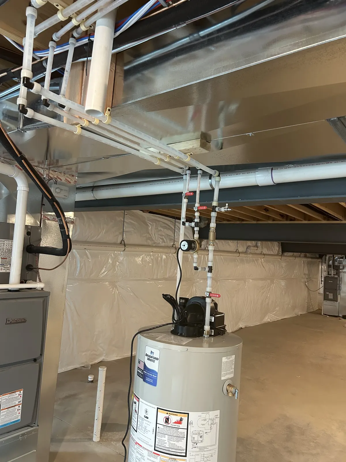 Gas water heater installation with code-compliant piping by Power Plumbing